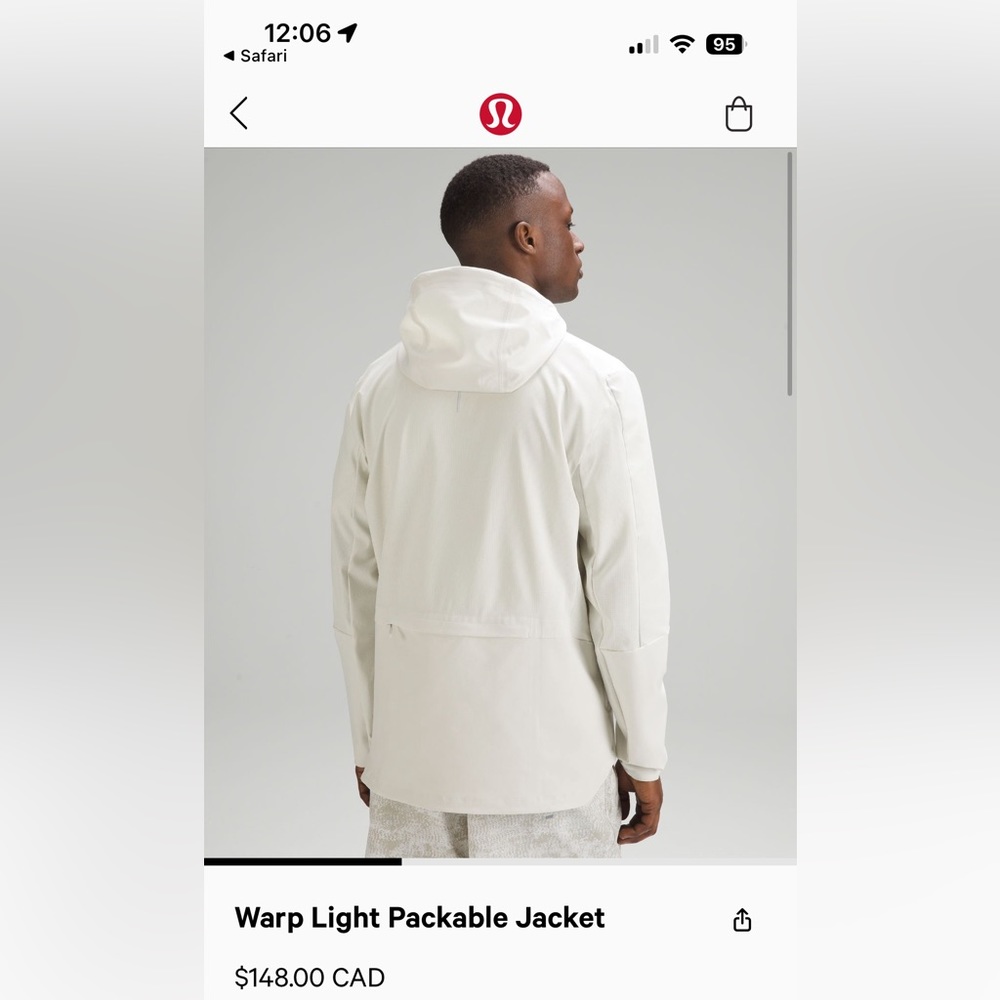 Warp Light packabke Jacket size Small Men’s light blue